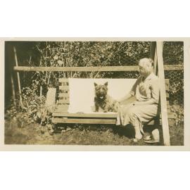 Louise S.A. Cosh at "Summerlees" with the dog "Dirk"
