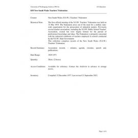 New South Wales (N.S.W.) Teachers’ Federation collection guide