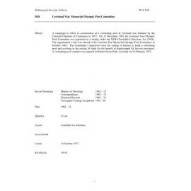 Corrimal War Memorial Olympic Pool Committee collection guide