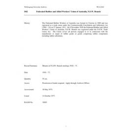 Federated Rubber and Allied Workers’ Union of Australia, N.S.W. Branch collection guide
