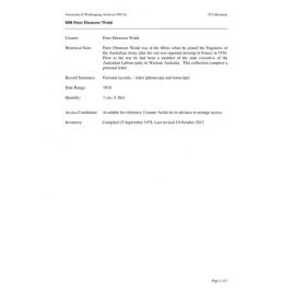 Peter Ebenezer Wedd collection guide