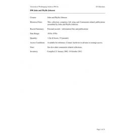 John and Phyllis Johnson collection guide