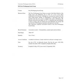 First Wollongong Scout Group collection guide
