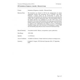 Institution of Engineers, Australia – Illawarra Group collection guide