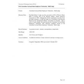 Australian Coal and Shale Employees’ Federation – Bulli Lodge collection guide