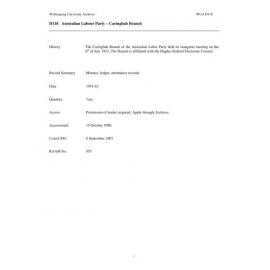 Australian Labour Party – Caringbah Branch collection guide