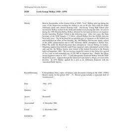 Lewis George McKay collection guide