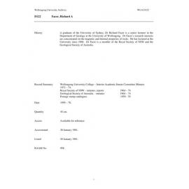 Richard Facer collection guide