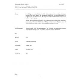 Evan Raymond Phillips collection guide