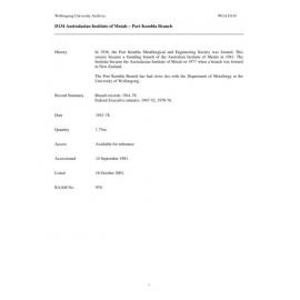 Australasian Institute of Metals – Port Kembla Branch collection guide