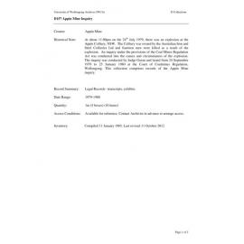 Appin Mine Inquiry collection guide