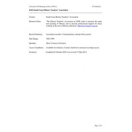 South Coast History Teachers’ Association collection guide