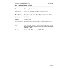 Wollongong Symphony Orchestra collection guide