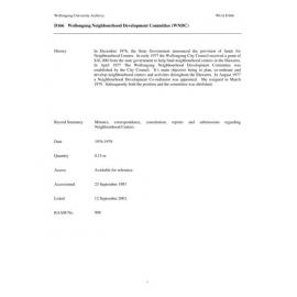 Wollongong Neighbourhood Development Committee (WNDC) collection guide