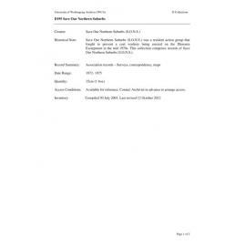Save Our Northern Suburbs (S.O.N.S.) collection guide