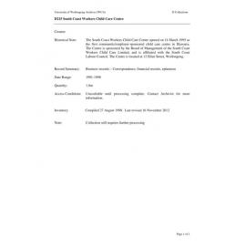 South Coast Workers Child Care Centre collection guide
