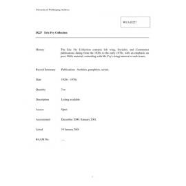 Eric Fry collection guide