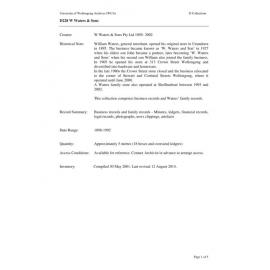 W. Waters & Sons collection guide