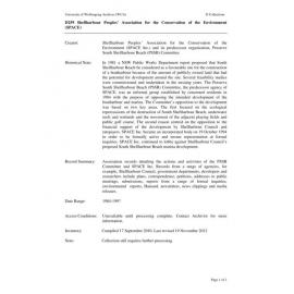 Shellharbour Peoples’ Association for the Conservation of the Environment (SPACE) collection guide