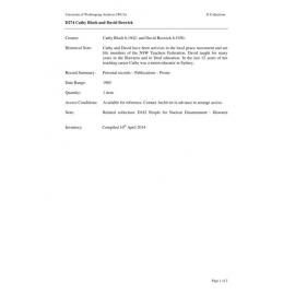 Cathy Bloch and David Beswick collection guide