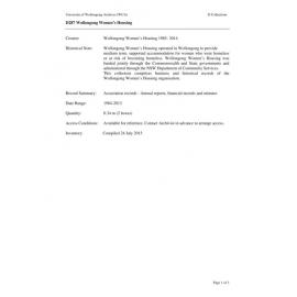 Wollongong Women’s Housing collection guide